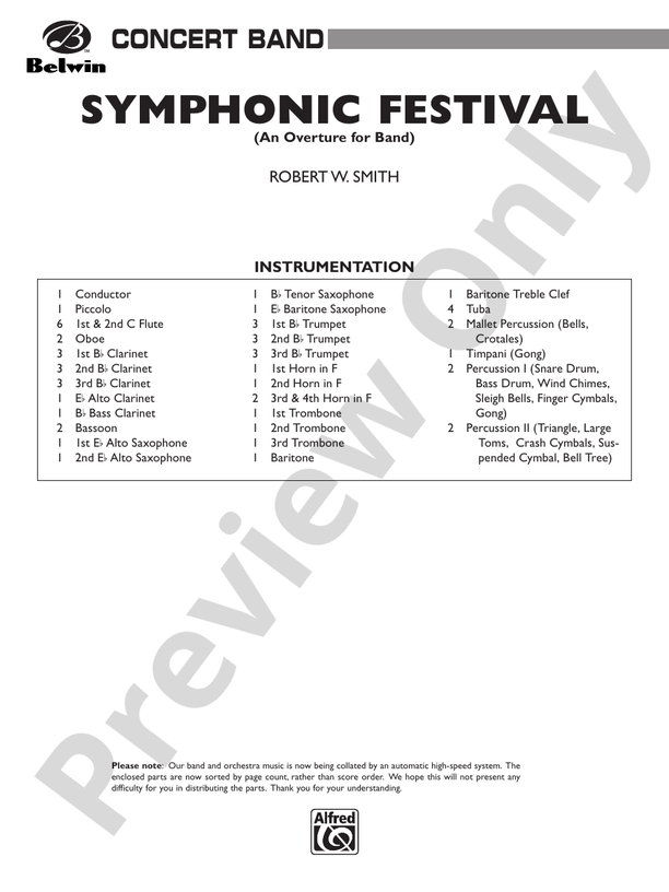 Symphonic Festival (An Overture for Band) - Concert Band Conductor Score & Parts (Digital Download)