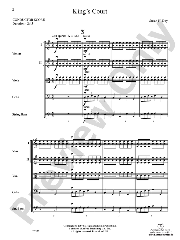 King's Court – String Orchestra Conductor Score & Parts (Digital Download)