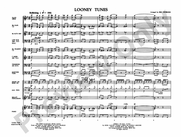 Looney Tunes - Concert Band Conductor Score & Parts (Digital Download)