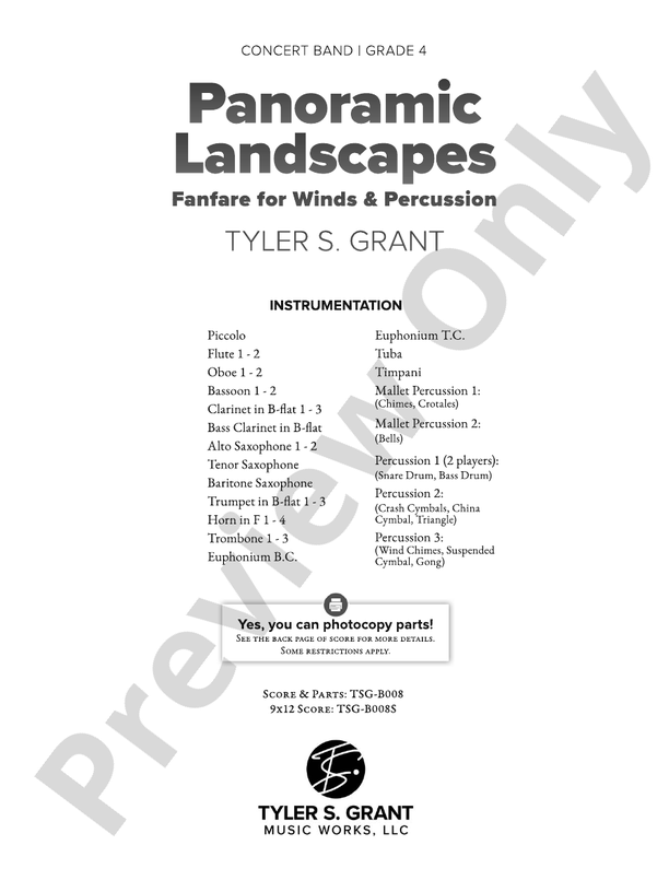 Panoramic Landscapes - Concert Band Conductor Score & Parts (Digital Download)