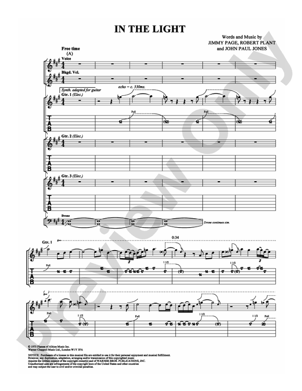 In the Light - Guitar TAB (Digital Download)