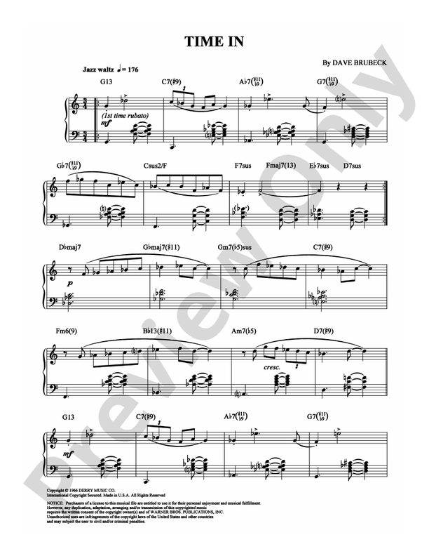 Time In - Piano (Digital Download)