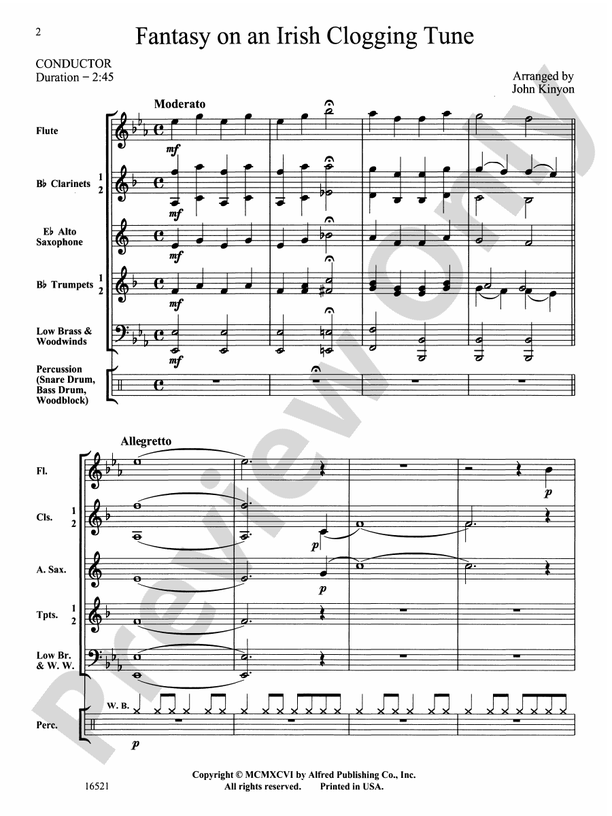 Fantasy on an Irish Clogging Tune - Concert Band Conductor Score & Parts (Digital Download)