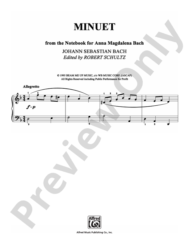 Bach - Minuet - Piano (Digital Download)