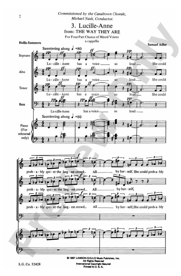 Lucille-Anne / Jeff (from The Way They Are) – SATB Choral Octavo (Digital Download)