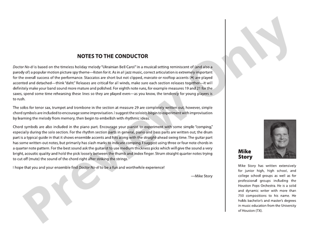 Doctor No-el - Jazz Ensemble Conductor Score & Parts(Digital Download)