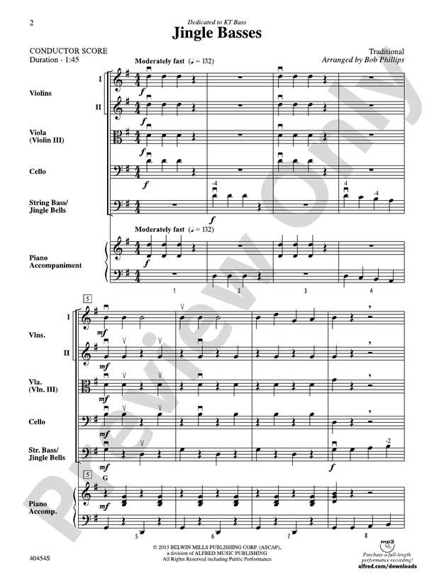 Jingle Basses – String Orchestra Conductor Score & Parts (Digital Download)