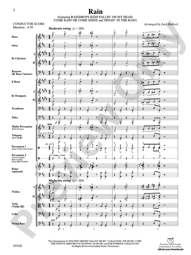 Rain – Full Orchestra Conductor Score & Parts (Digital Download)