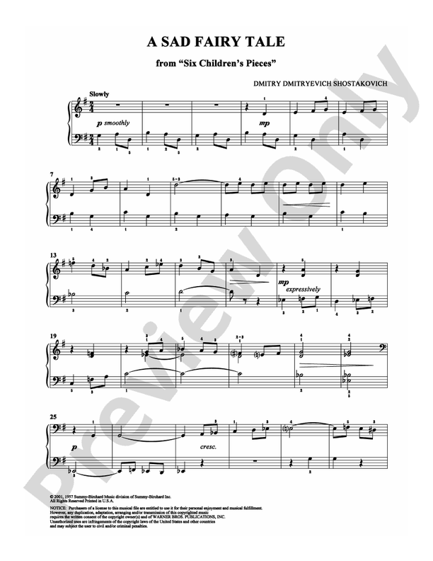 Shostakovich - A Sad Fairy Tale - Piano (Digital Download)