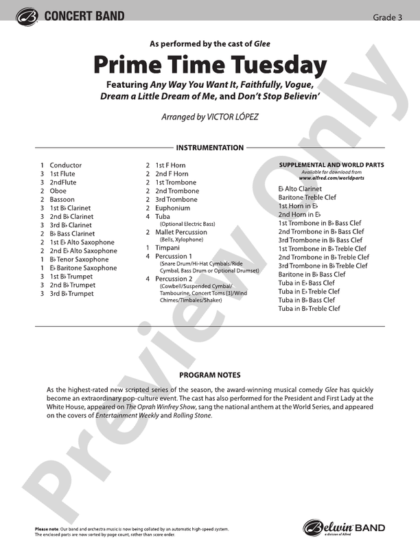 Prime Time Tuesday - Concert Band Conductor Score & Parts (Digital Download)