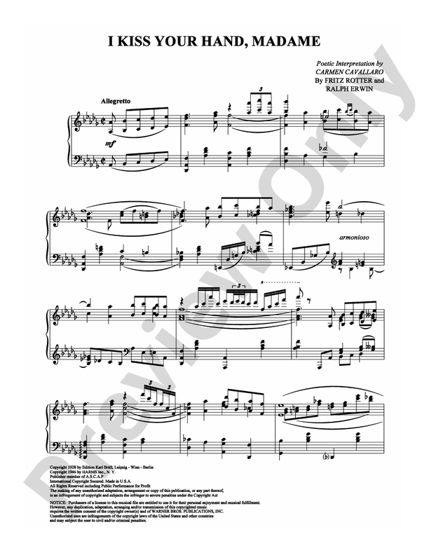 I Kiss Your Hand, Madame - Piano (Digital Download)