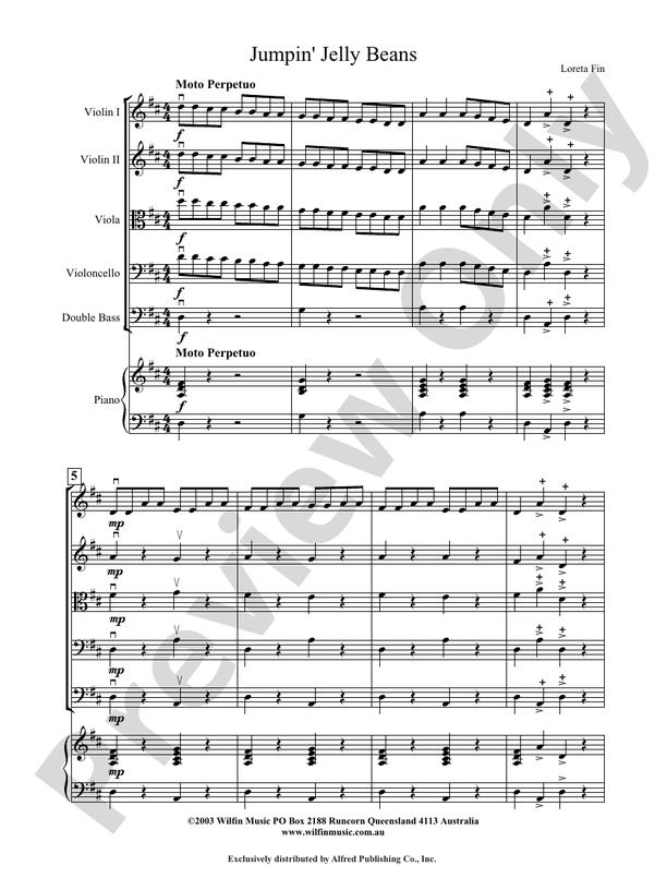 Jumpin' Jelly Beans - Loreta Fin – String Orchestra Conductor Score & Parts (Digital Download)