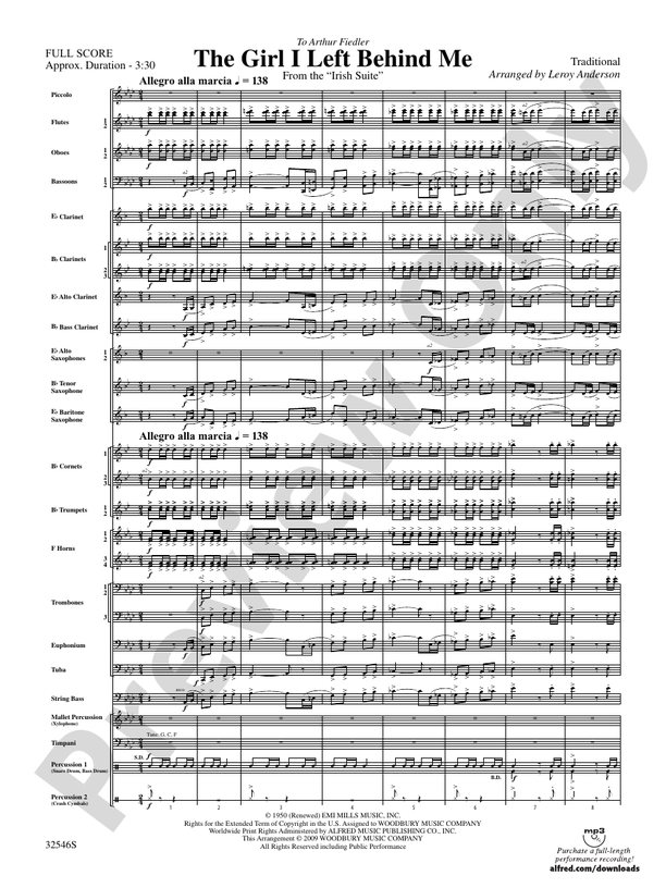The Girl I Left Behind Me (from the Irish Suite) - Concert Band Conductor Score & Parts (Digital Download)