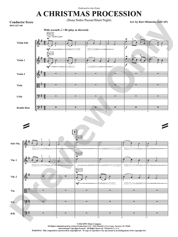 A Christmas Procession - Dona Nobis Pacem / Silent Night - String Orchestra Conductor Score & Parts (Digital Download)