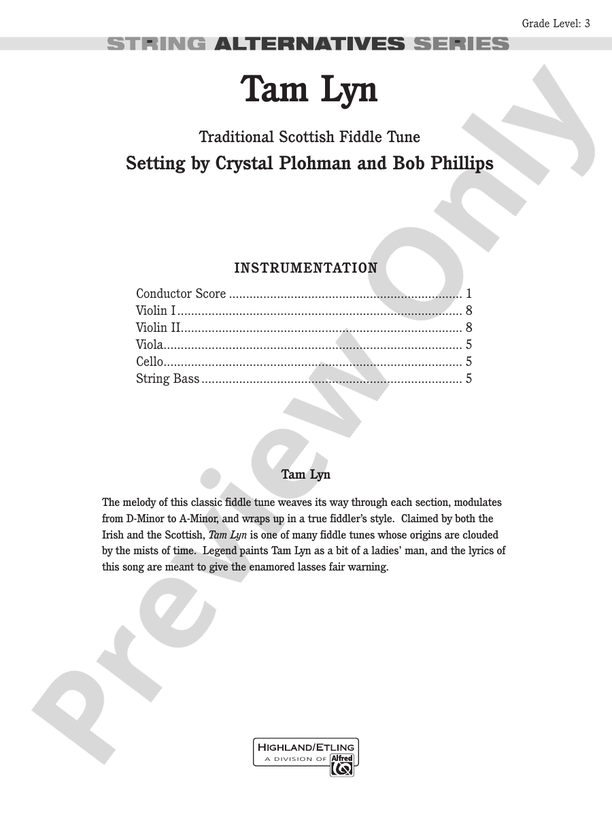 Tam Lyn – String Orchestra Conductor Score & Parts (Digital Download)
