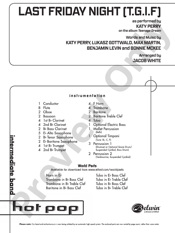 Last Friday Night (T.G.I.F.) - Concert Band Conductor Score & Parts (Digital Download)