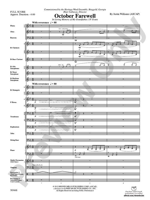 October Farewell - Concert Band Conductor Score & Parts (Digital Download)