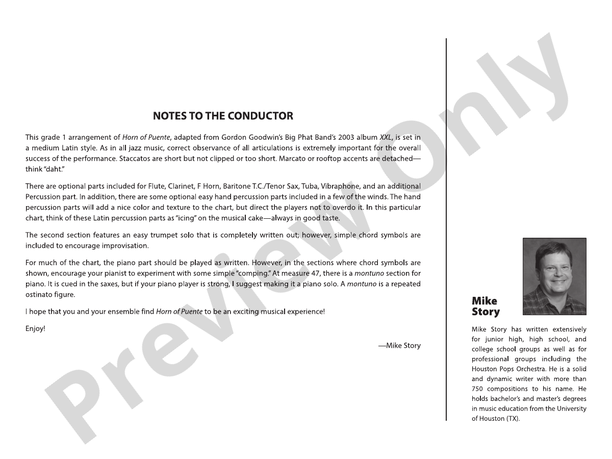 Horn of Puente (Grade 1) – Jazz Ensemble Conductor Score & Parts (Digital Download)