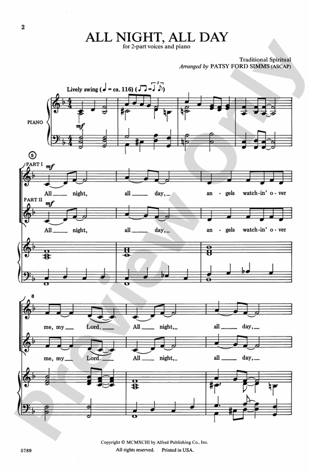 All Night, All Day - 2-Part Choral Octavo (Digital Download)