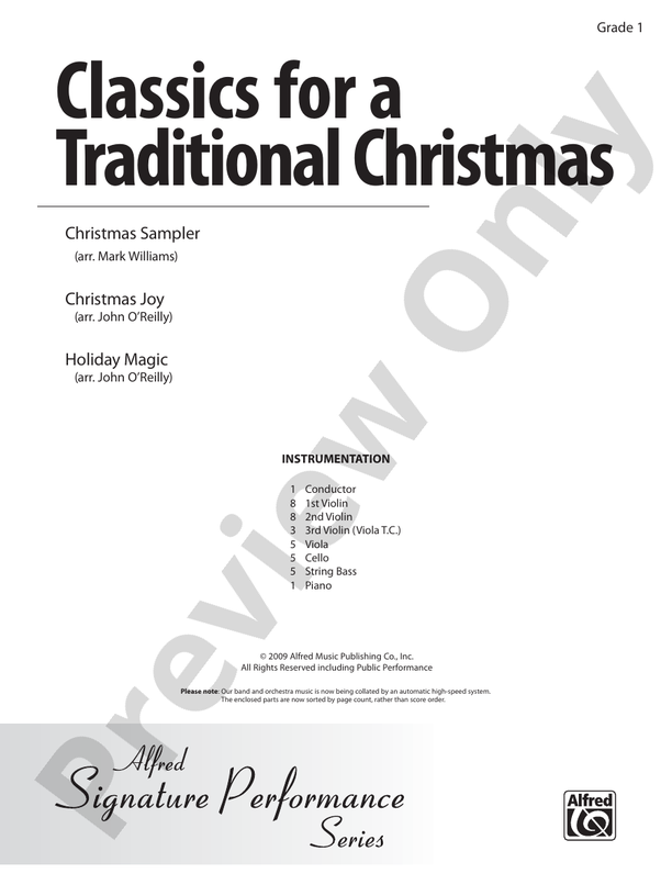 Classics for a Traditional Christmas, Level 1 – String Orchestra Conductor Score & Parts (Digital Download)