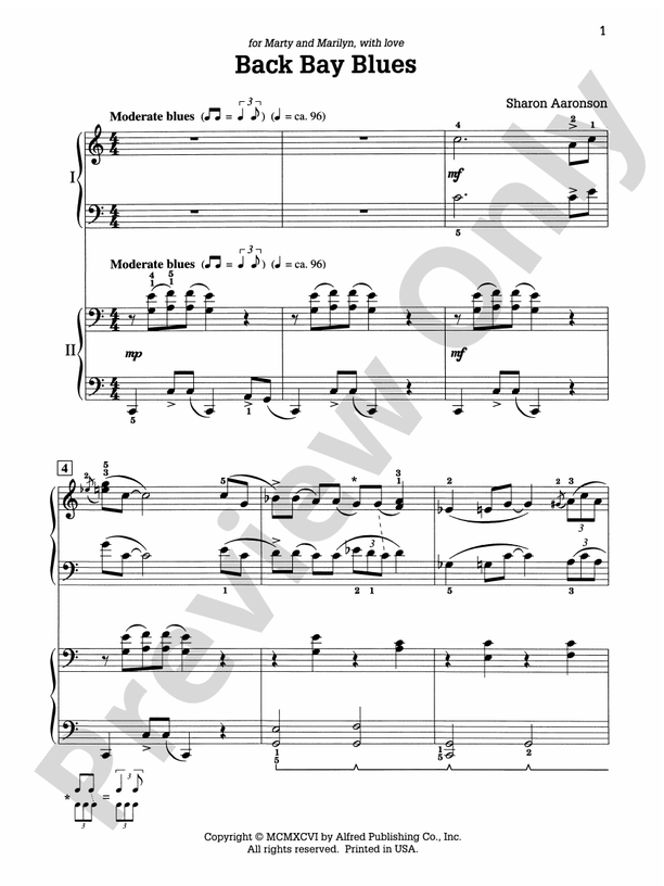 Back Bay Blues - 2 Pianos, 4 Hands (Digital Download)