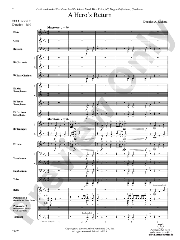A Hero's Return - Concert Band Conductor Score & Parts (Digital Download)