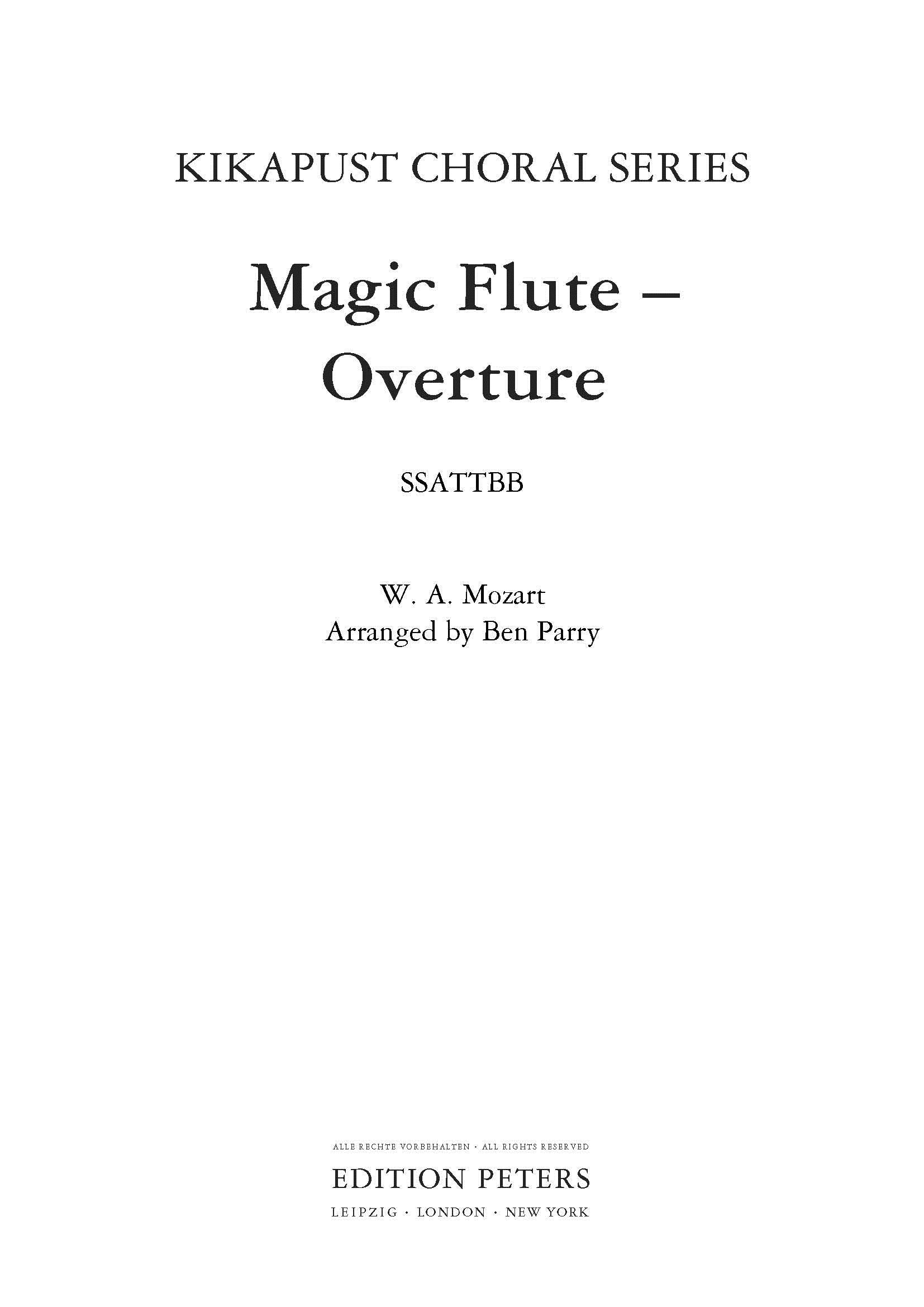 Mozart - Magic Flute Overture - SATB Vocal Score (Digital Download)