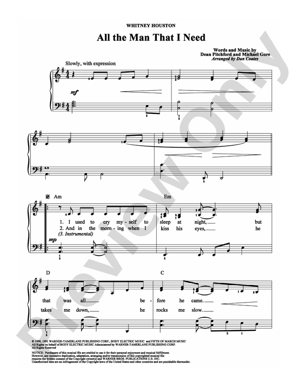 All the Man That I Need - Arr. Dan Coates - Easy Piano (Digital Download)