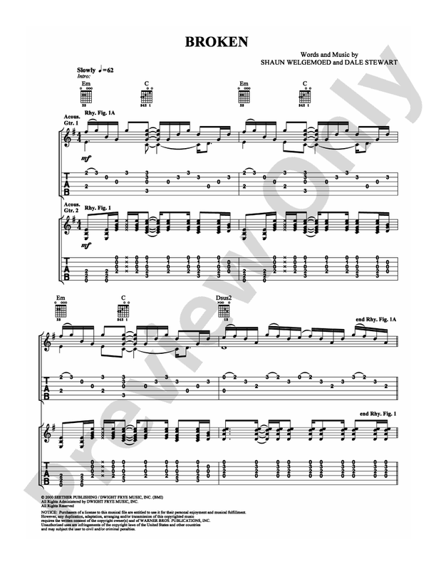Broken - Seether - Guitar TAB (Digital Download)