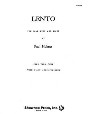 Lento - Tuba in C (B.C.) and Piano - Paul Holmes - Tuba Shawnee Press Softcover