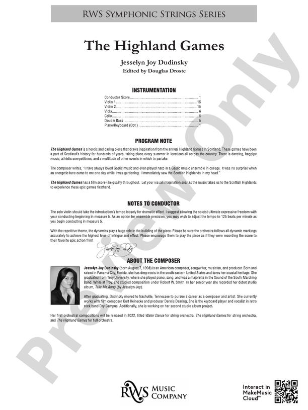 The Highland Games - String Orchestra Conductor Score & Parts (Digital Download)