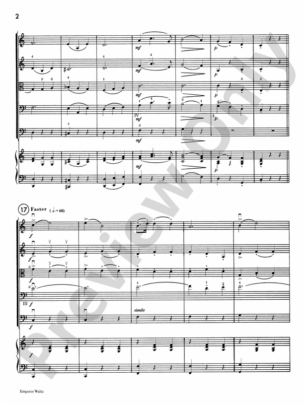 Emperor Waltz – String Orchestra Conductor Score & Parts (Digital Download)