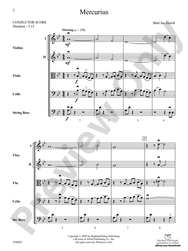 Mercurius – String Orchestra Conductor Score & Parts (Digital Download)