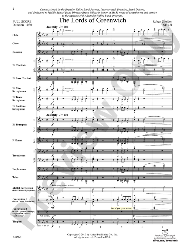 The Lords of Greenwich - Concert Band Conductor Score & Parts (Digital Download)
