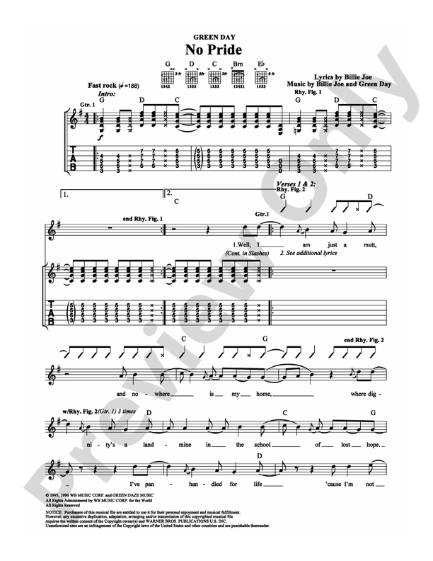 No Pride - Guitar TAB (Digital Download)