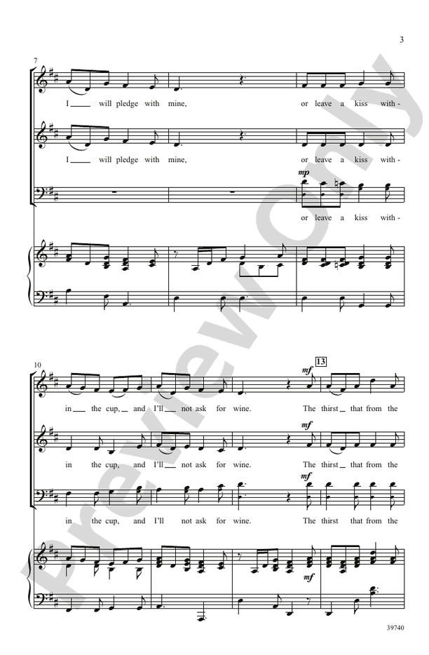 Drink to Me Only with Thine Eyes – 3-Part Mixed Choral Octavo (Digital Download)