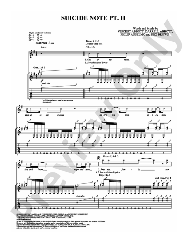 Suicide Note Pt. 2 - Guitar TAB (Digital Download)