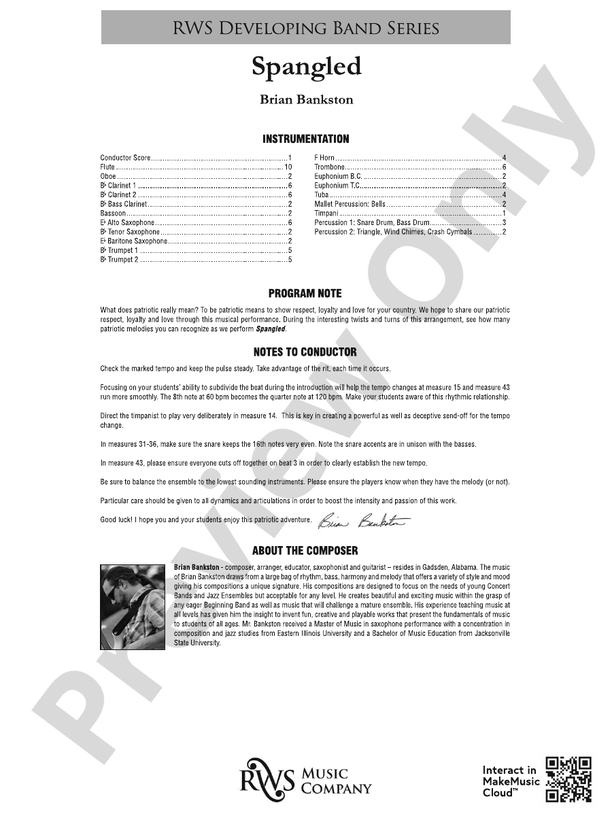 Spangled - Concert Band Conductor Score & Parts(Digital Download)