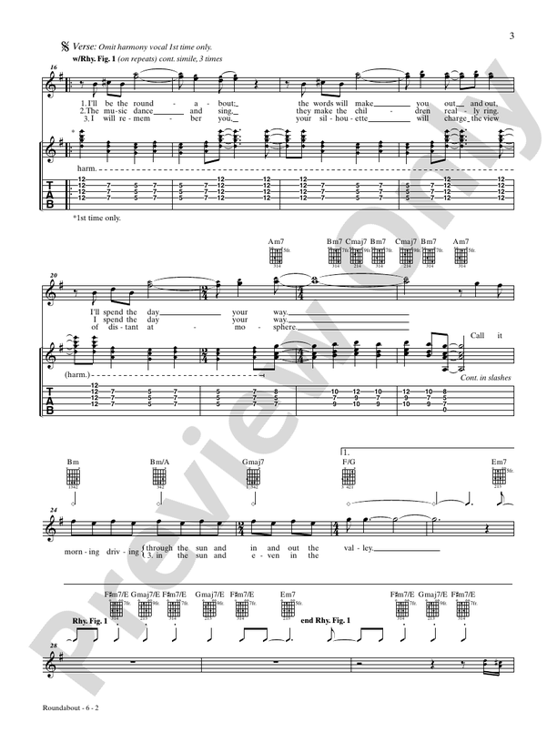 Roundabout - Easy Guitar (Digital Download)
