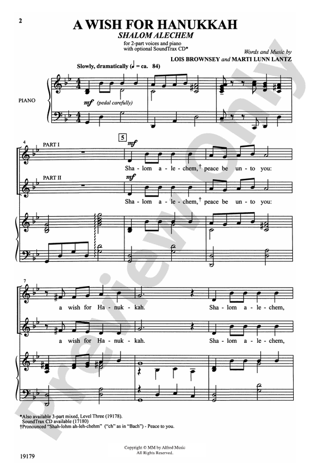 A Wish for Hanukkah (Shalom Alechem) - 2-Part Choral Octavo (Digital Download)