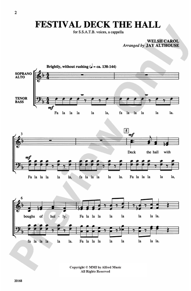 Festival Deck the Hall – SSATB, a cappella Choral Octavo (Digital Download)