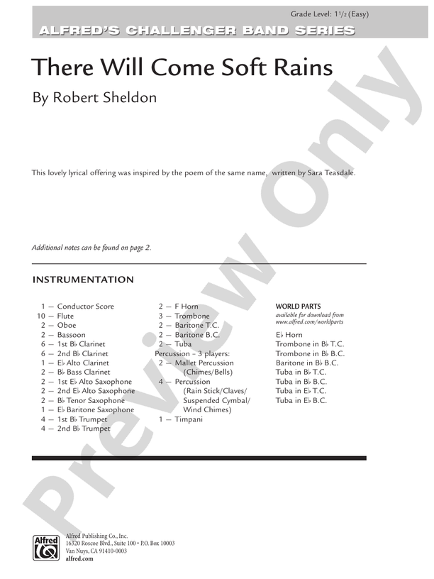 There Will Come Soft Rains - Concert Band Conductor Score & Parts (Digital Download)