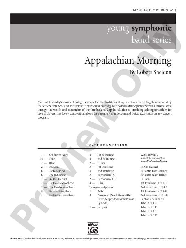 Appalachian Morning - Concert Band Conductor Score & Parts (Digital Download)