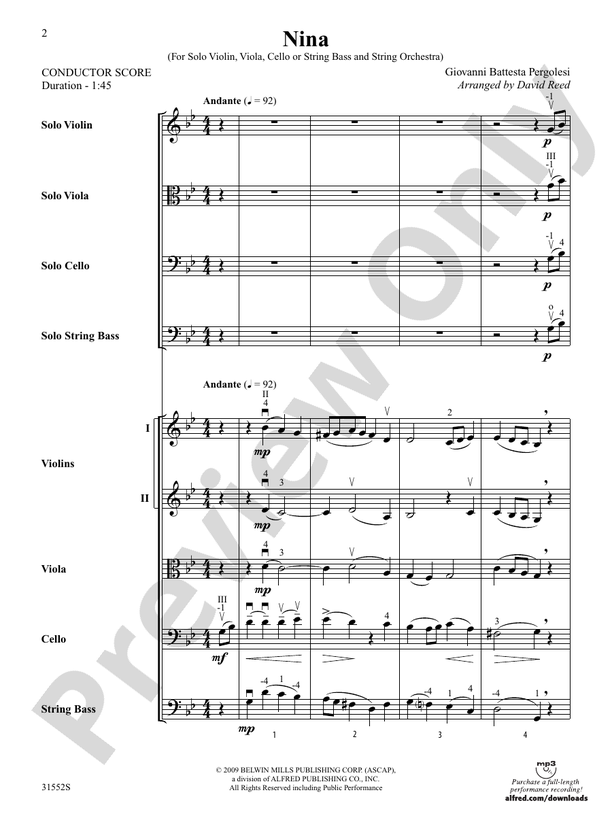 Nina – String Orchestra Conductor Score & Parts (Digital Download)