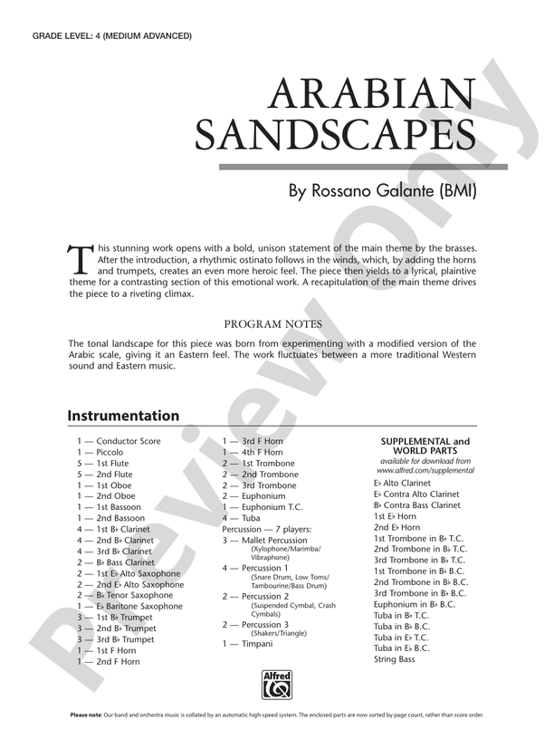 Arabian Sandscapes - Concert Band Conductor Score & Parts (Digital Download)