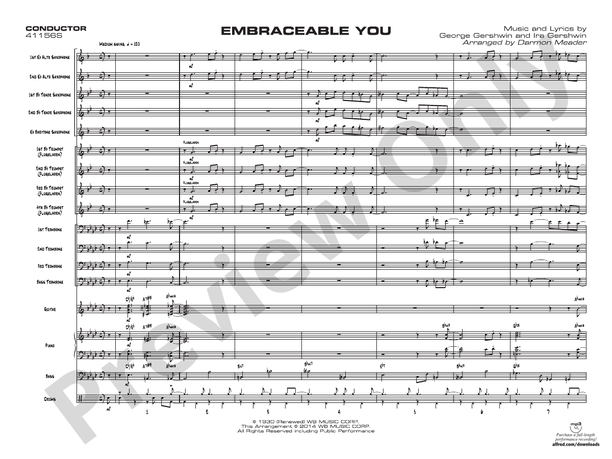 Embraceable You (Grade 3.5) - Jazz Ensemble Conductor Score & Parts (Digital Download)