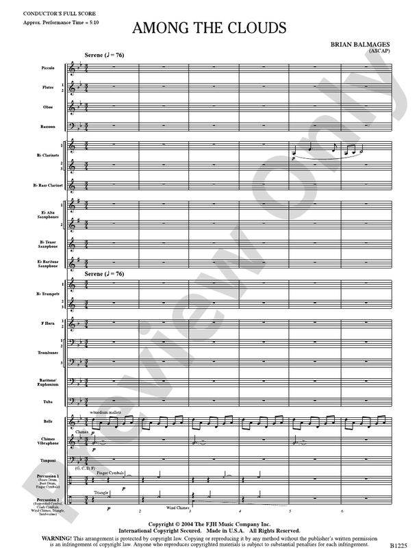 Among the Clouds (FJH Concert Band) - Concert Band Conductor Score & Parts(Digital Download)