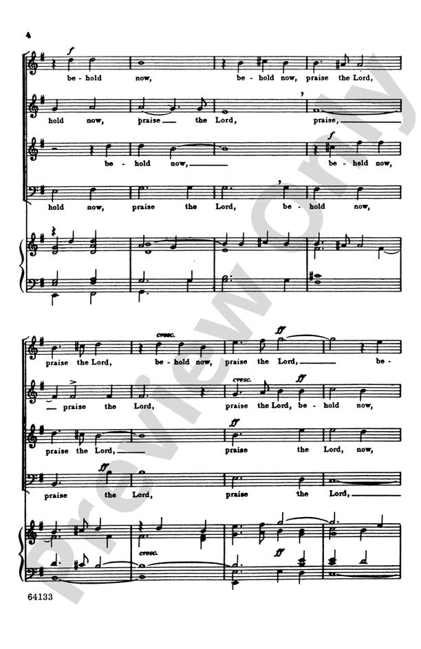 Behold Now, Praise the Lord – SATB Choral Octavo (Digital Download)