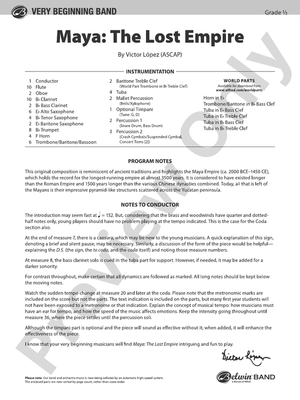 Maya: The Lost Empire - Concert Band Conductor Score & Parts (Digital Download)