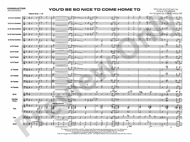 You'd Be So Nice to Come Home To (Grade 3) – Jazz Ensemble Conductor Score & Parts (Digital Download)
